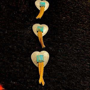 3 Silver and turquoise button covers